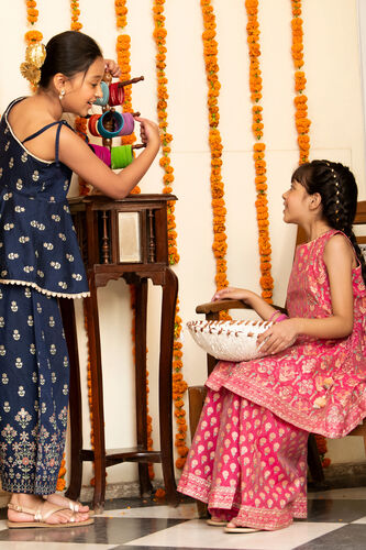 Indigo Khadi Flared Suit, Indigo, image 4